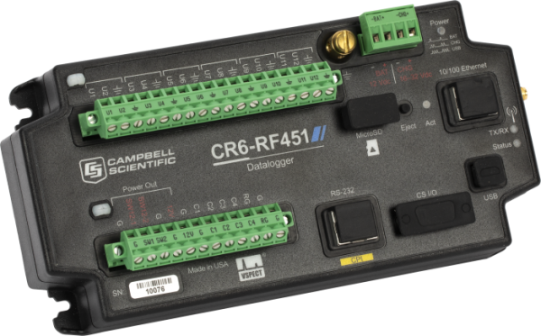 Bộ ghi đo tự động Datalogger CR6 RF451 nhìn từ bên trái