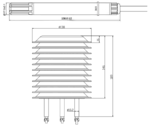 Kích thước cảm biến Cảm biến nhiệt độ - độ ẩm - áp suất RK330-01
